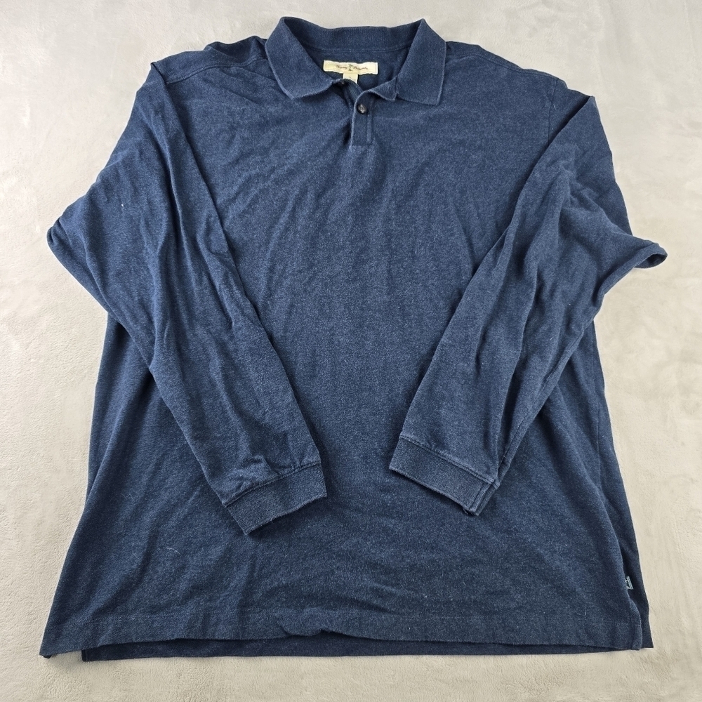 Tommy Bahama Polo Shirt XL Blue Outdoors Long Sleeve Preppy